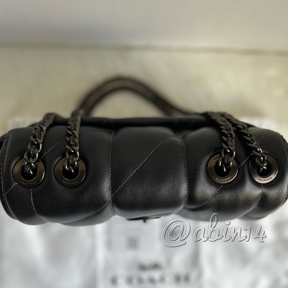 Coach Black Leather Pillow Madison Shoulder Crossbody Bag Quilting Full Size - Picture 2 of 14